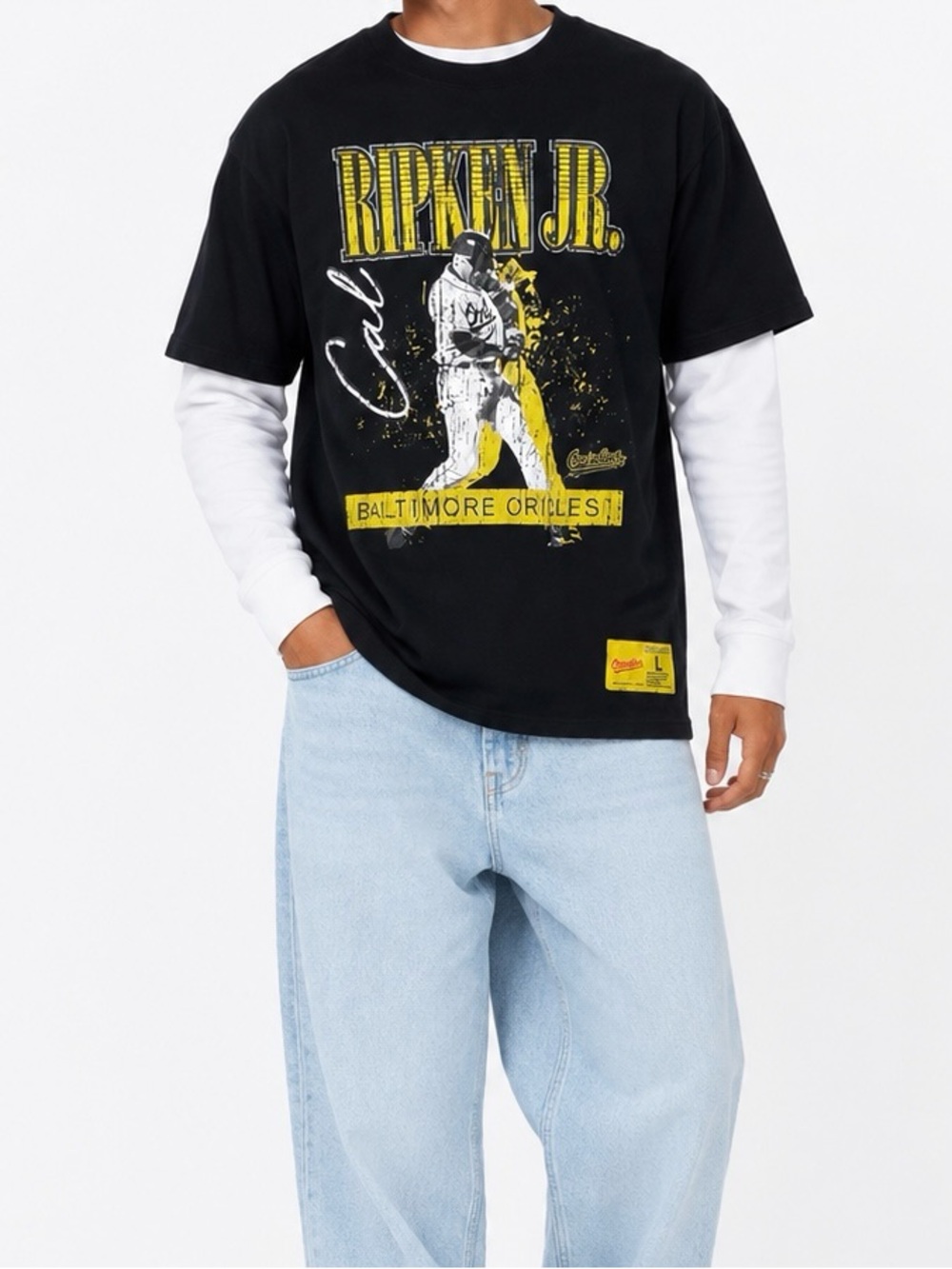Mitchell Ness Cal Ripken Jr. Baltimore Orioles Neon Pop Player Tee Black Large